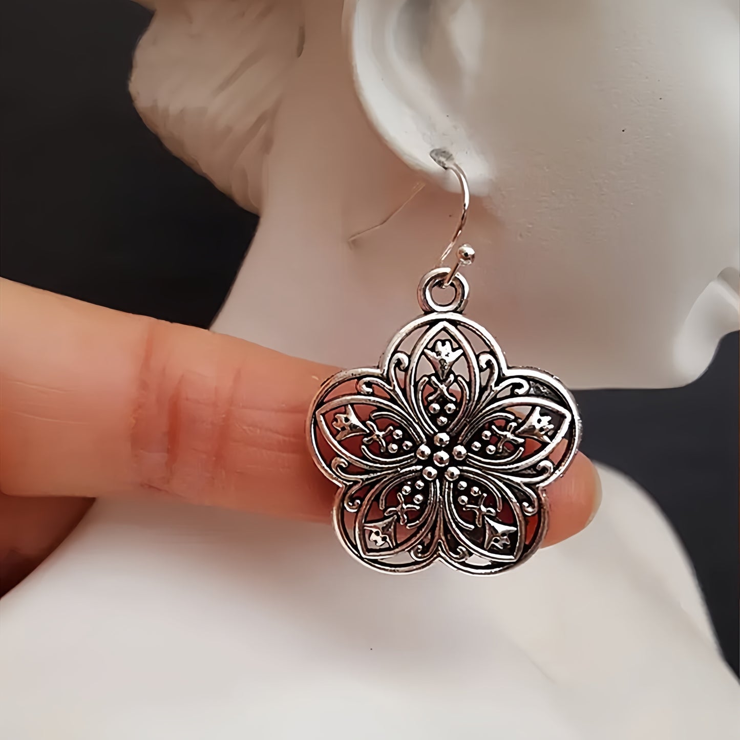 Silver Floral Earrings