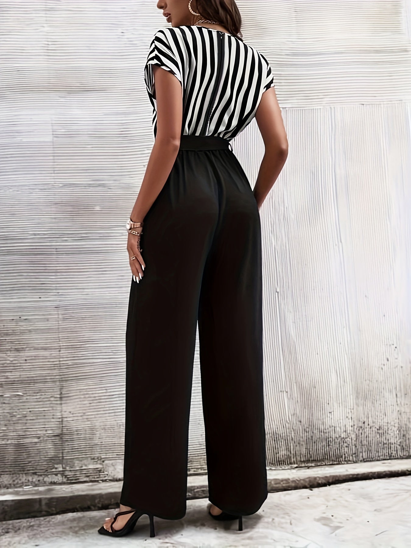 Striped Top Wide Leg Jumpsuit