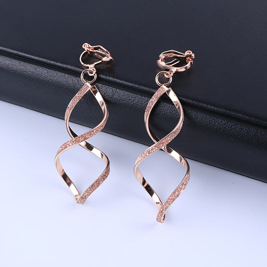 Double Spiral Dangle Earrings In Rose Gold