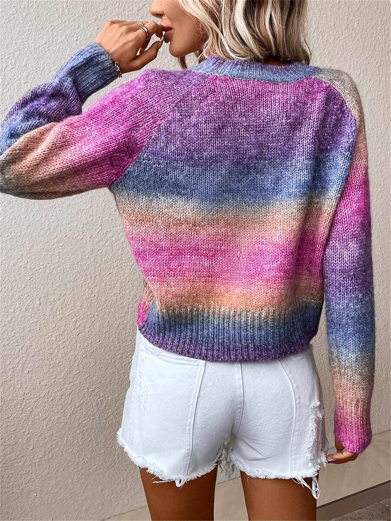 Gradient Crew Neck Sweater In Purple