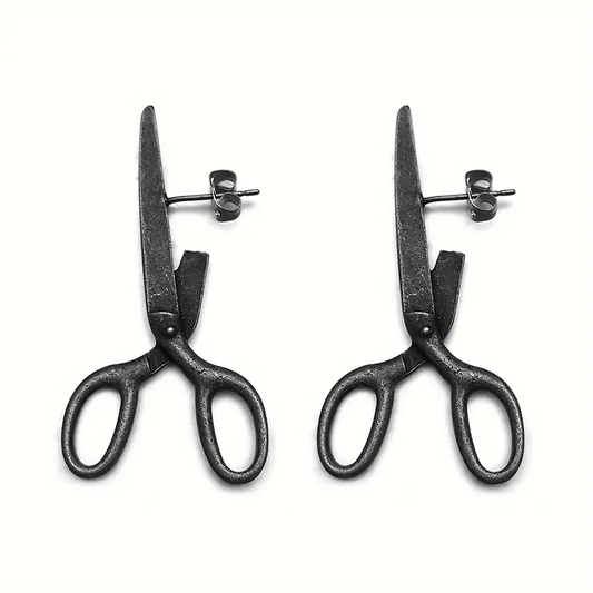 Rustic Scissors Earrings In Black