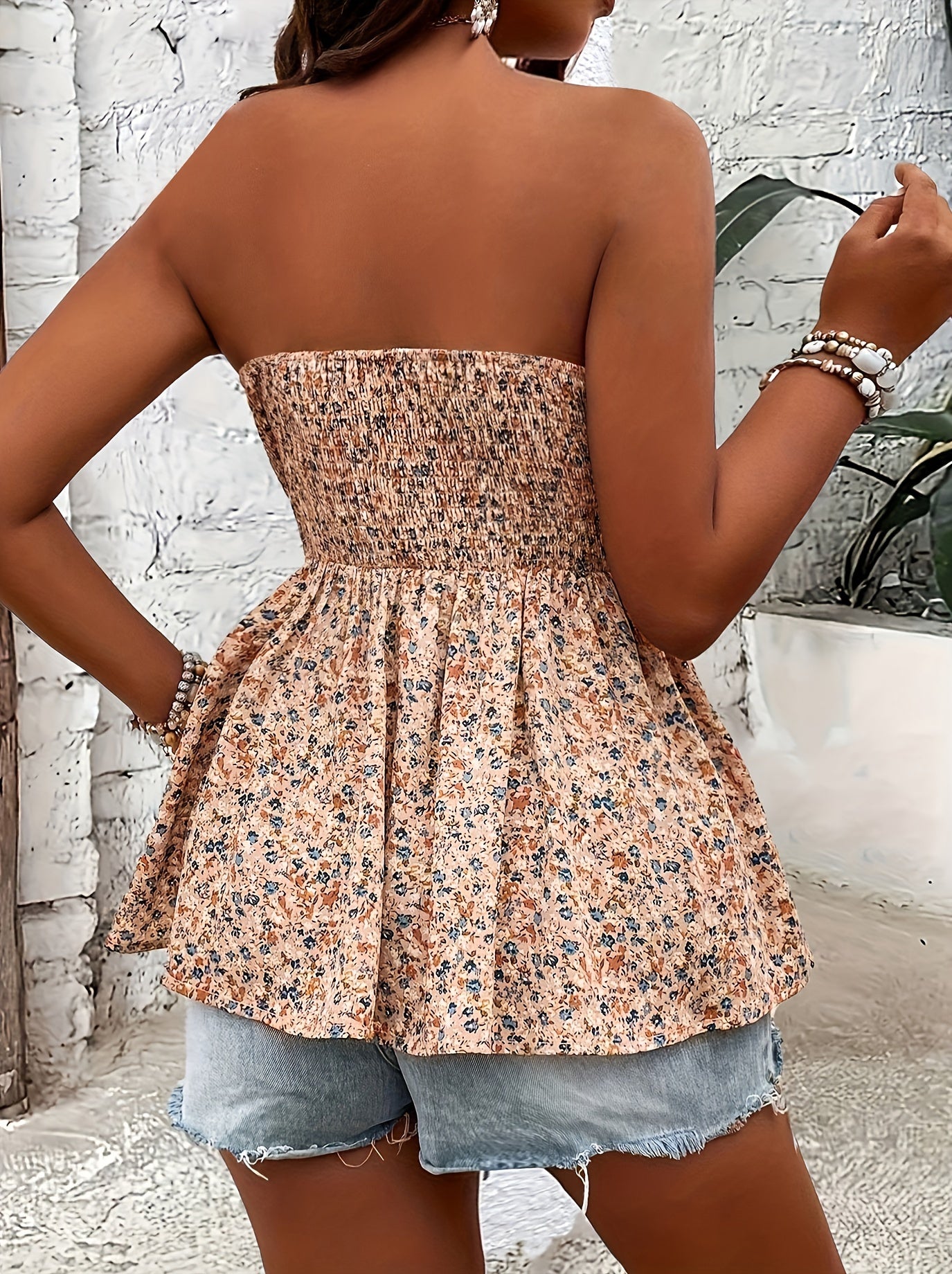 Floral Shirred Tube Top