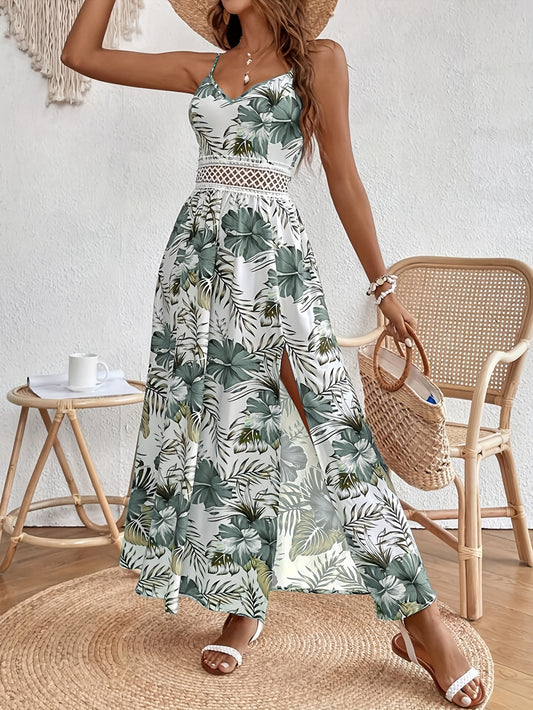 Tropical High Slit Maxi Dress In 3 Colors