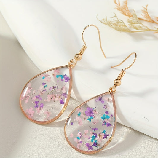 Dried Flowers Teardrop Earrings