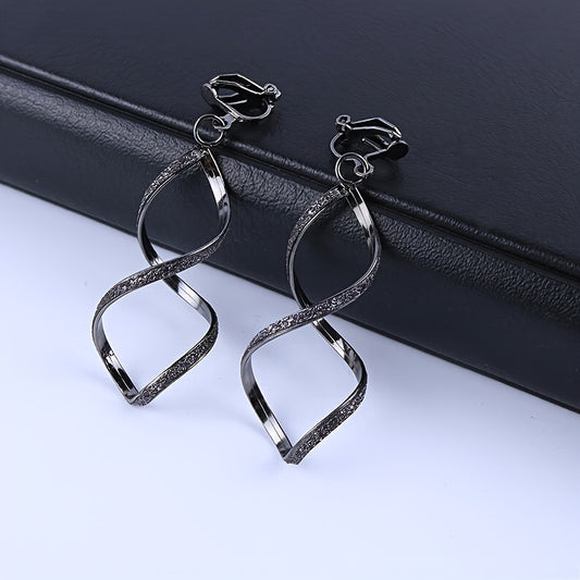 Double Spiral Dangle Earrings In Black