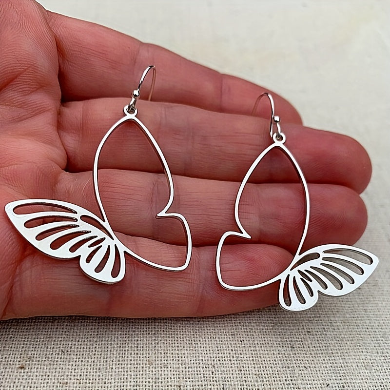 Silver Butterfly Dangle Earrings