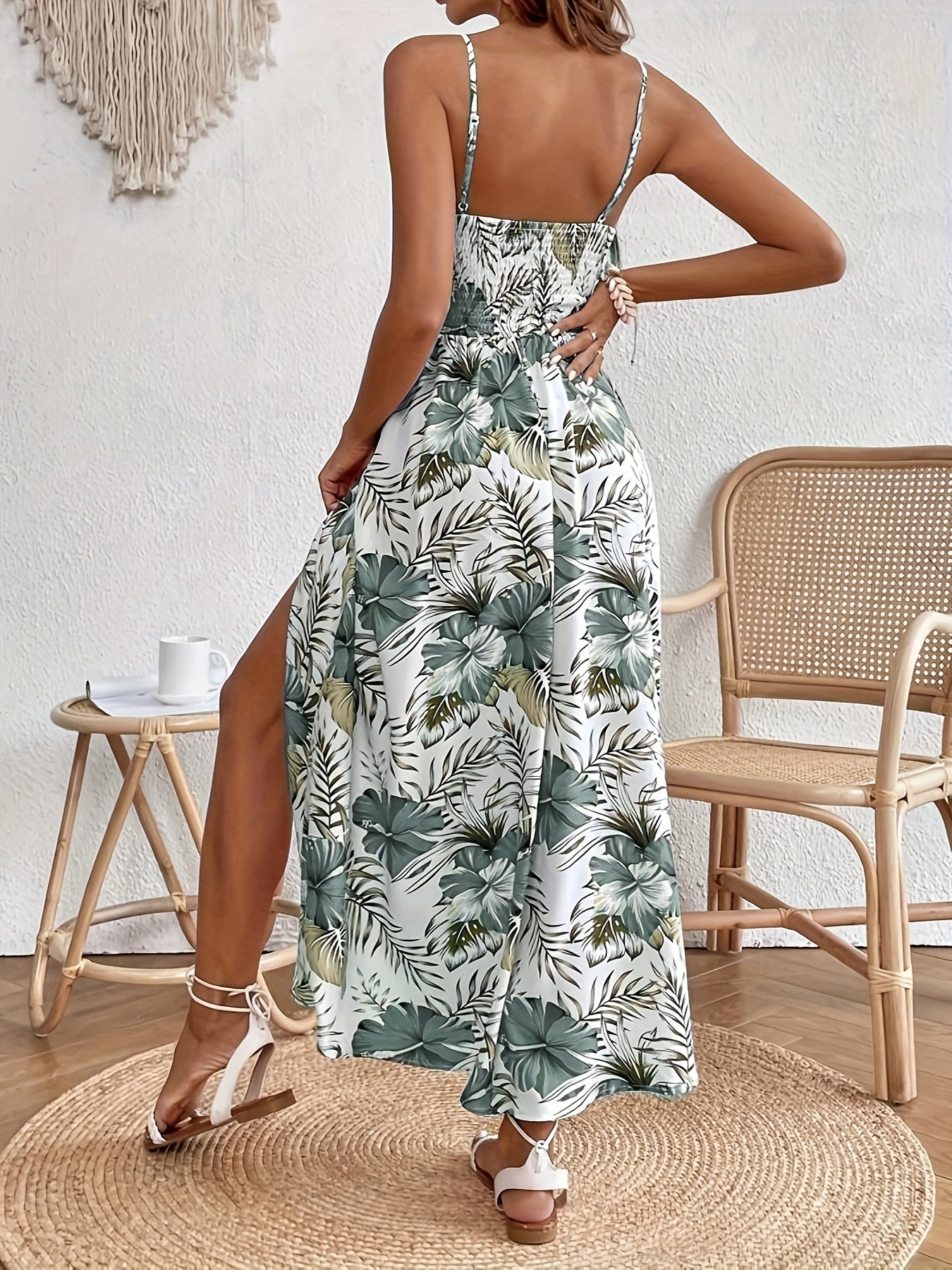 Tropical High Slit Maxi Dress In 3 Colors