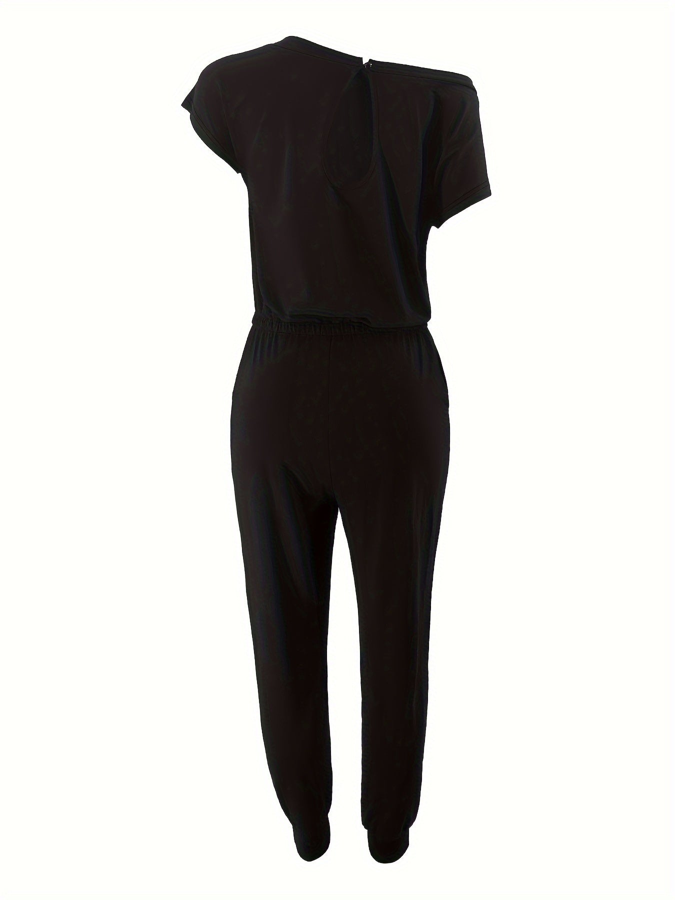 Slant Shoulder Tie Waist Jumpsuit