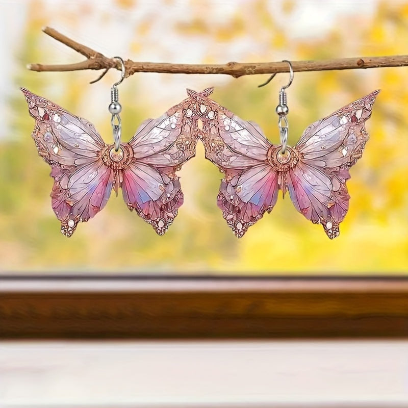 Pink Butterfly Dangle Earrings