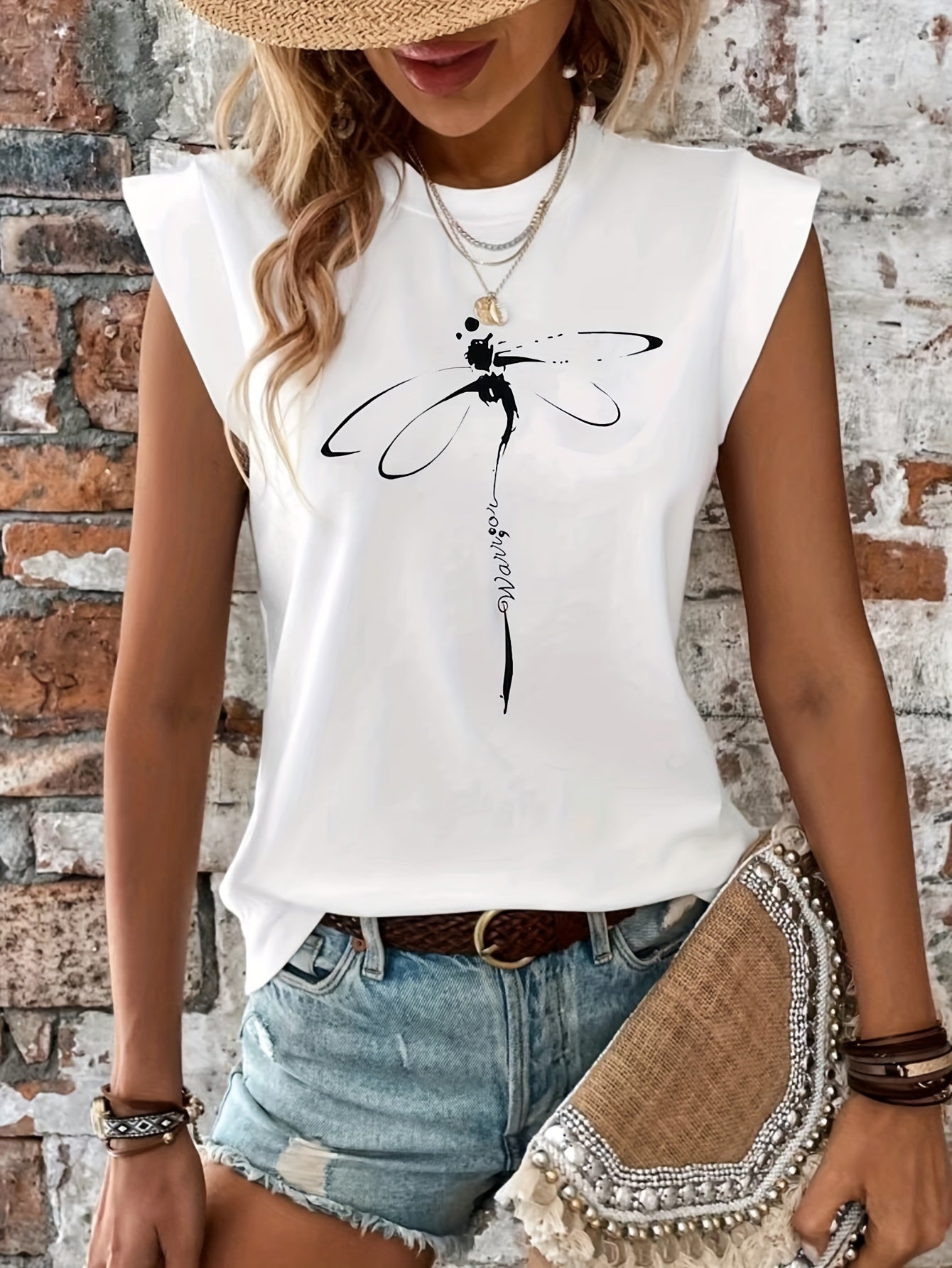 Dragonfly Cap Sleeve Top In 3 Colors