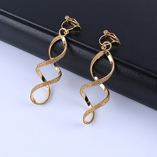 Double Spiral Dangle Earrings In Gold