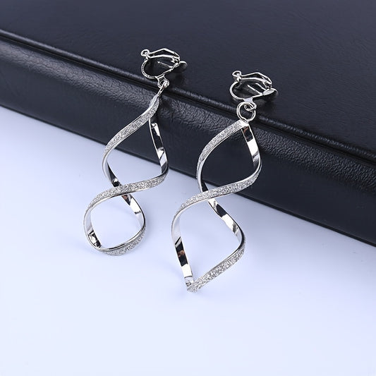 Double Spiral Dangle Earrings In Silver