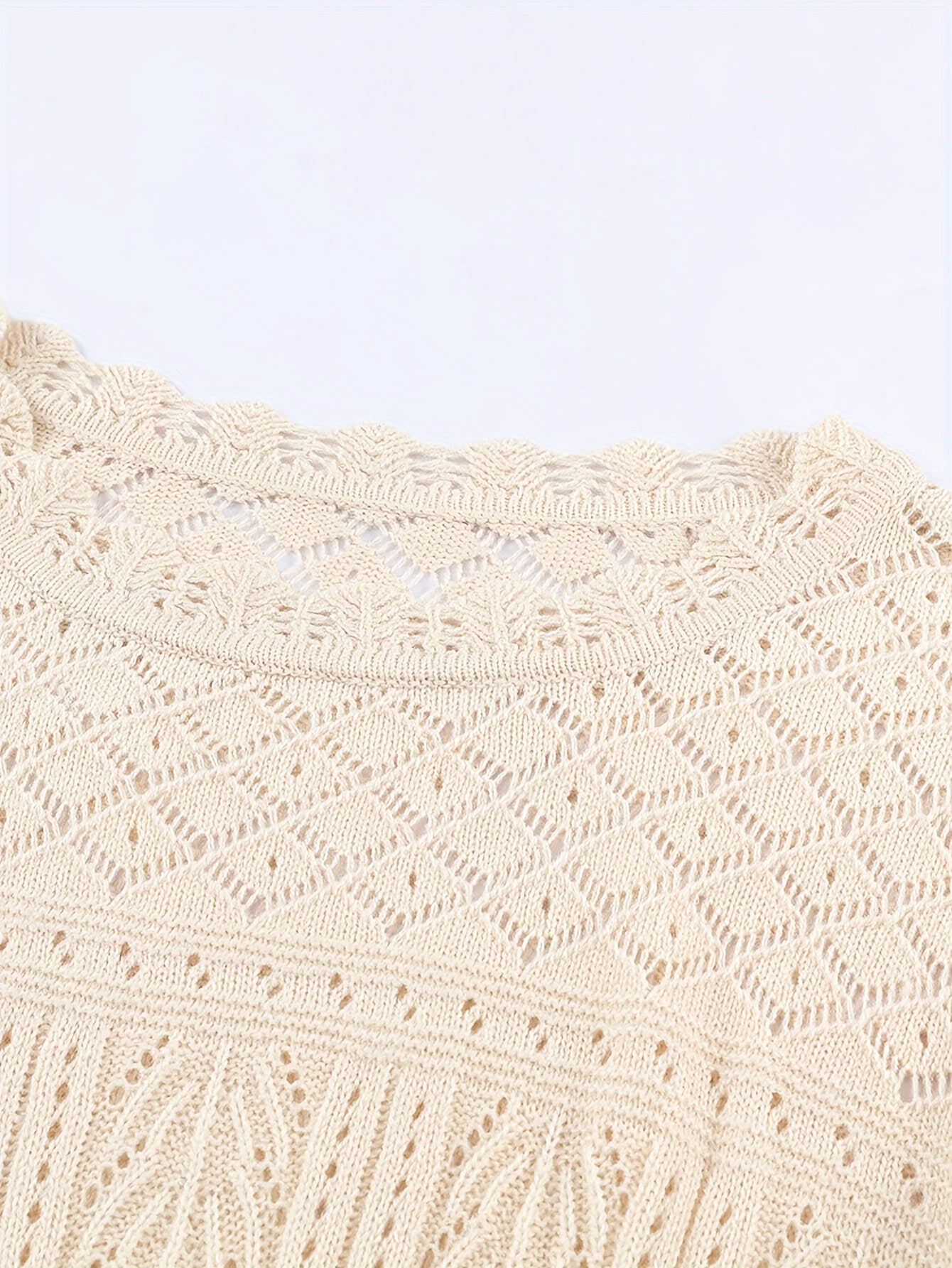 Embroidered Eyelet Drop Shoulder Sweater