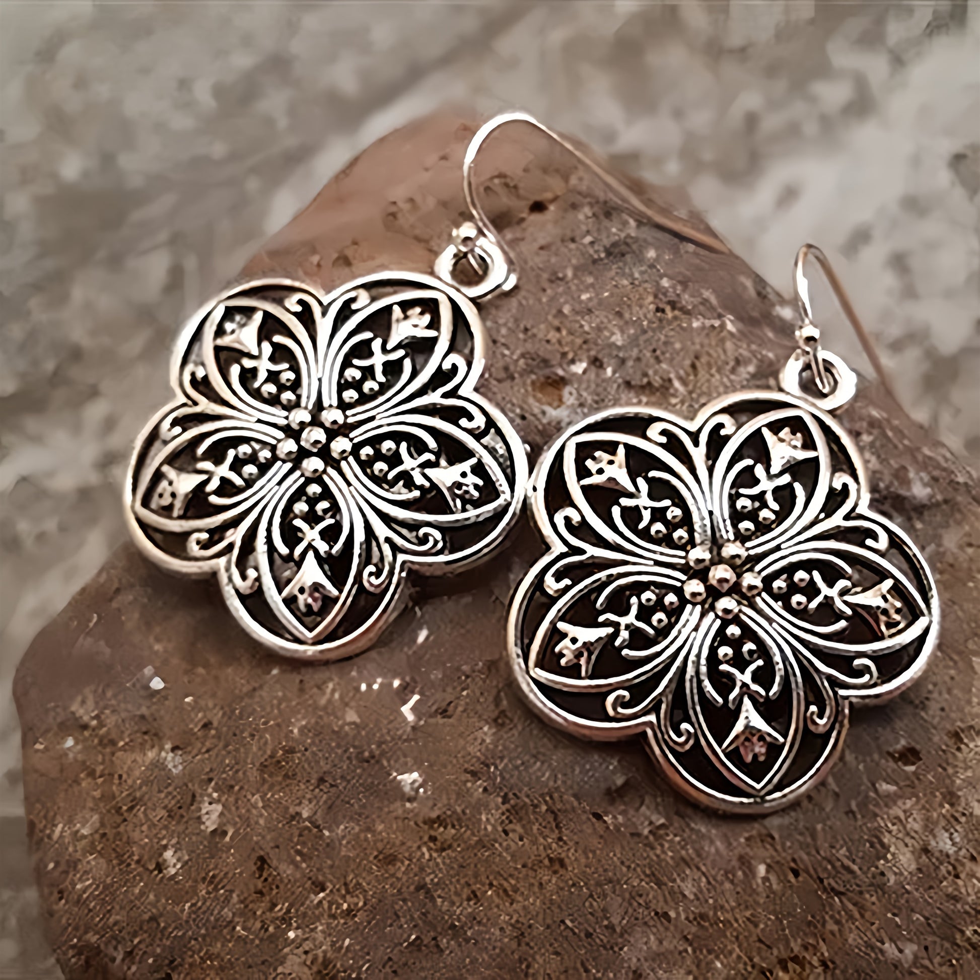 Silver Floral Earrings