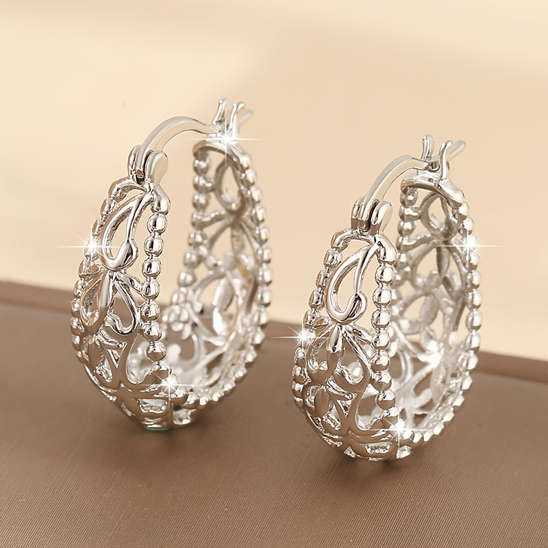 Silver Hollow Filament Hoop Earrings