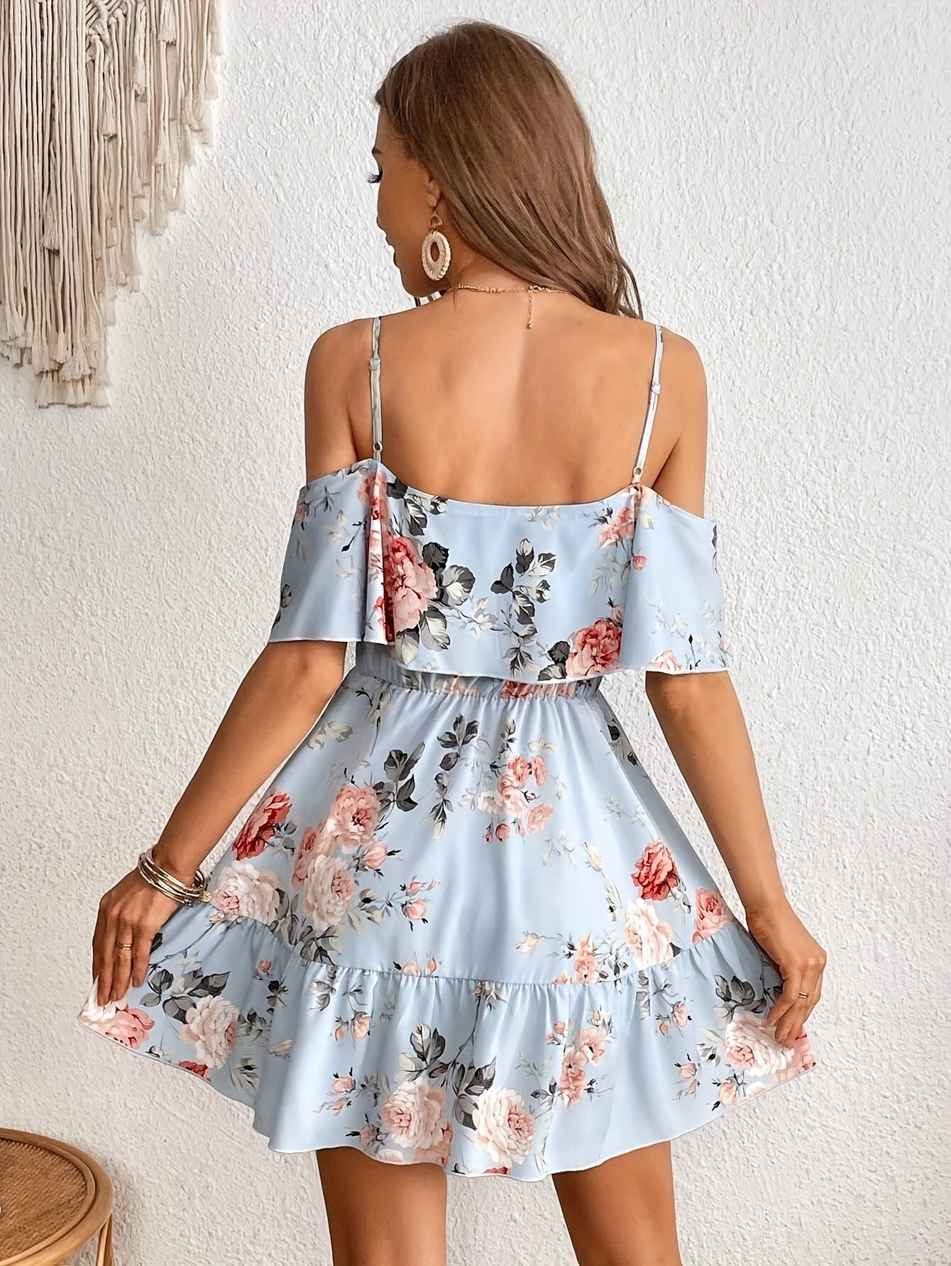 Cold Shoulder Floral Mini Dress In 2 Colors