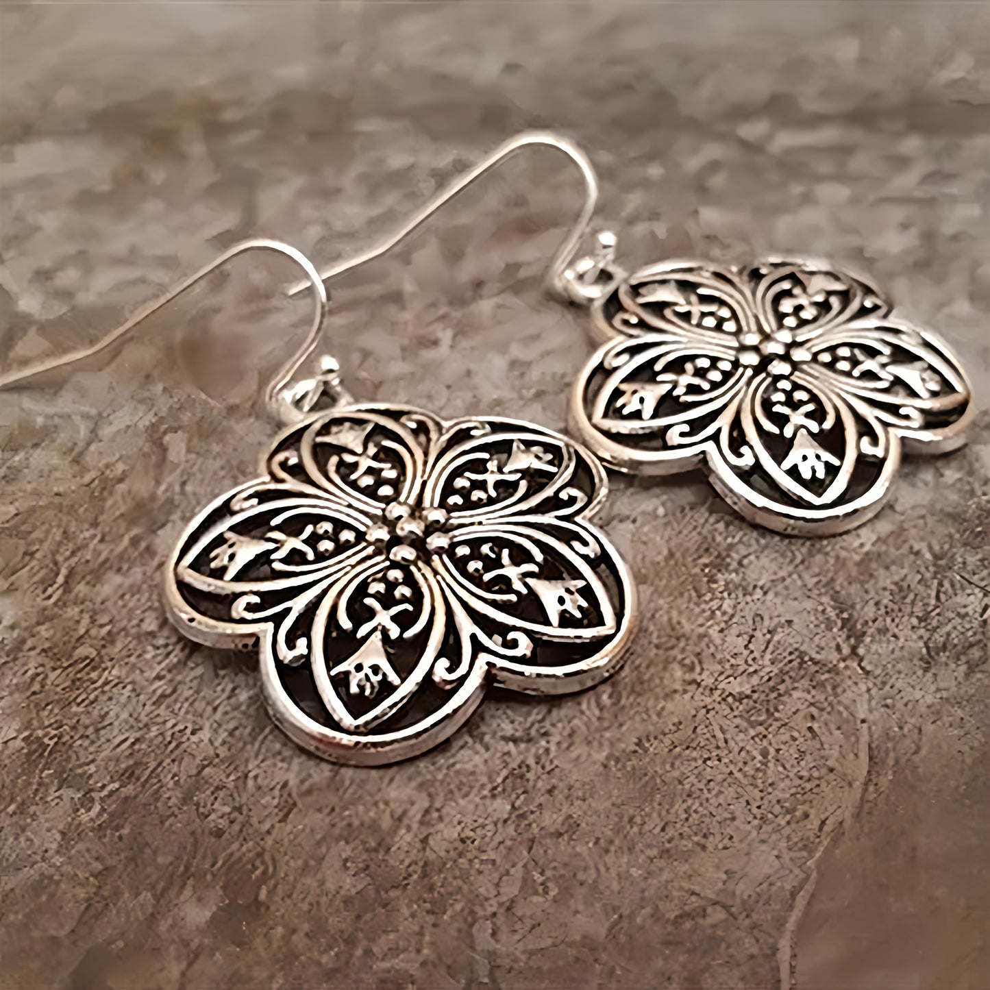 Silver Floral Earrings